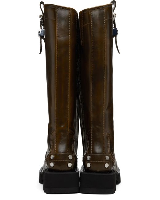 Ganni Brown Round-Toe High Boots