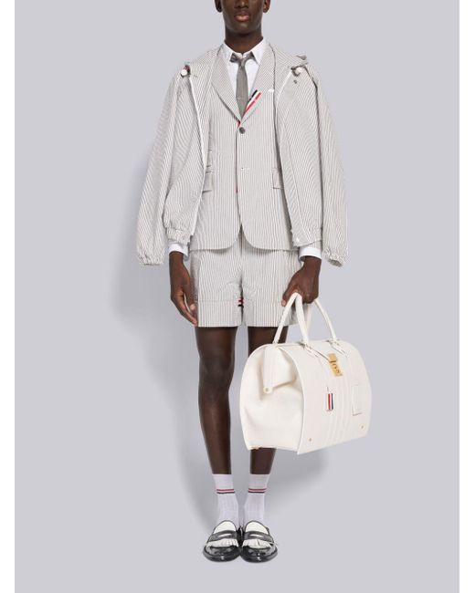 Thom Browne White Striped Seersucker Sport Coat for men