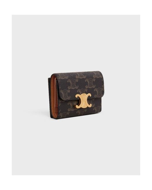 Céline Black Compact Wallet Triomphe