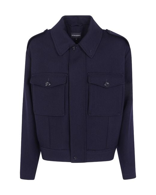 Emporio Armani Blue Long-Sleeved Casual Jacket for men