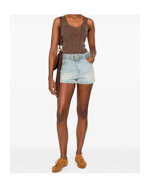 Twinset Brown Lurex Knit Top