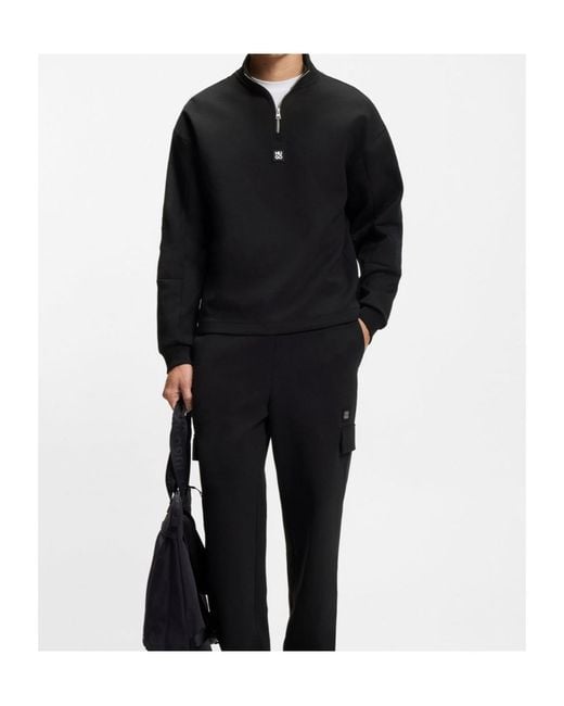 Boss Black Half-Zip Panelled Sweater for men