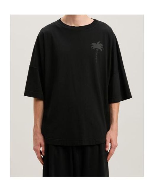 Palm Angels Black Logo Detailed Crew Neck T-Shirt for men