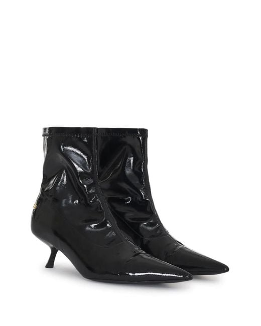 Anine Bing Black Hilda High-Shine Ankle Boots