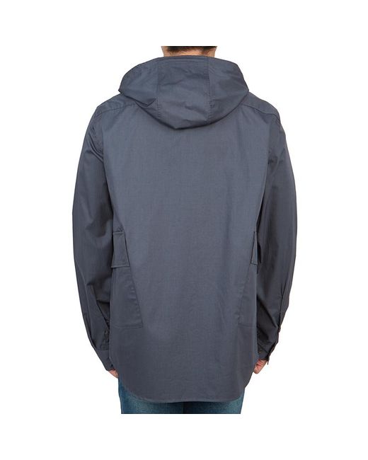 C P Company Blue Hooded Cotton Shirt Jacket for men
