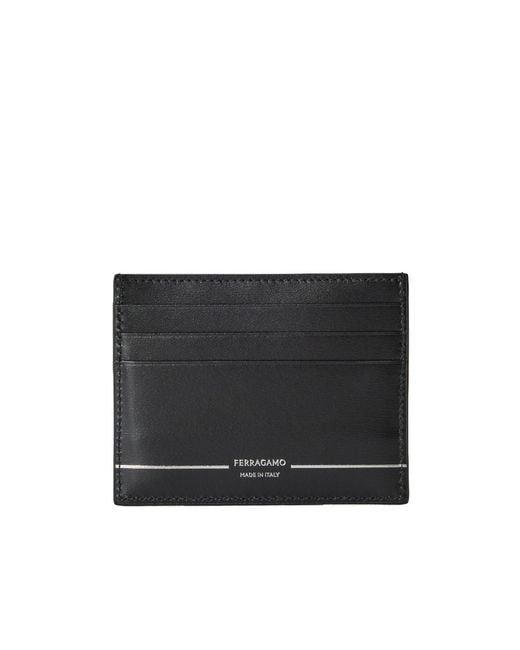 Ferragamo Black Leather Card Holder for men