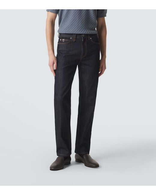 Brioni Blue Straight Jeans for men