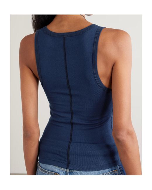 Re/done Blue X Hanes Ribbed Stretch-Modal Tank