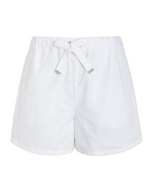 Moncler White Logo-Appliquéd Embroidered Cotton Shorts