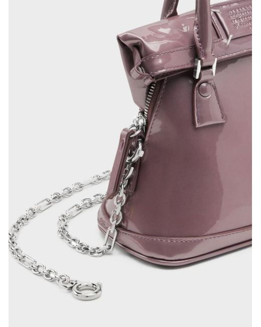 Maison Margiela Purple Logo Patch Mini 5Ac Tote Bag