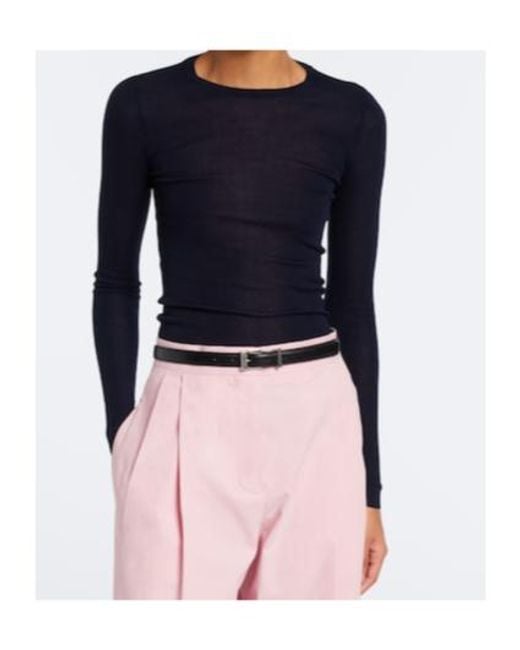 Jil Sander Blue Ribbed-Knit Wool Sweater