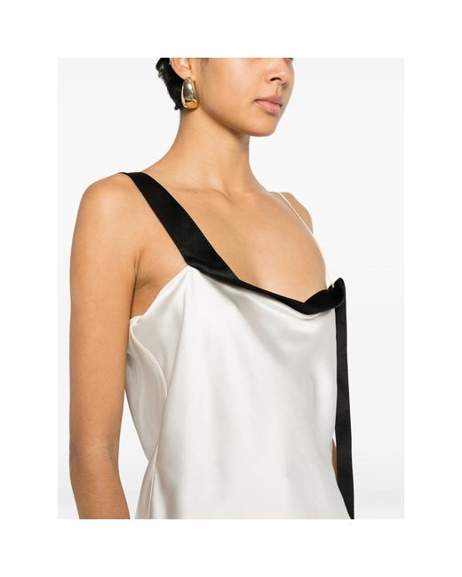 Tom Ford White Tuxedo Band Satin Camisole Top