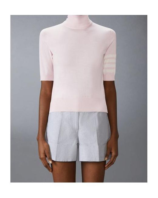 Thom Browne Pink Roll Neck Knitted Jumper