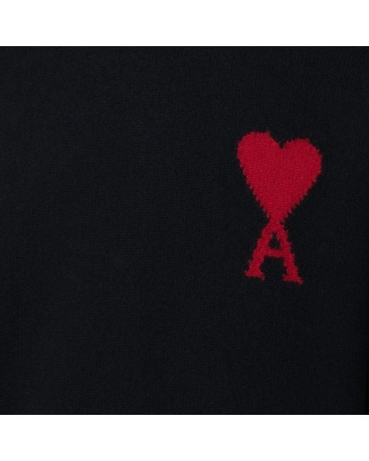 AMI Blue Ami De Coeur Crewneck Knitted Jumper for men