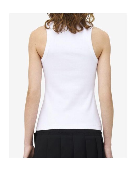 McQueen White Placket Ribbed Tank Top