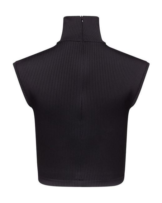 Area Blue Star-Stud Rib-Knit Crop Top