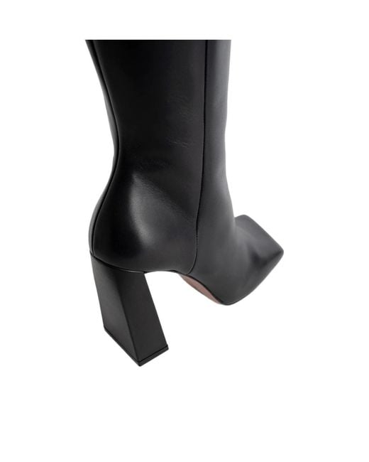AMINA MUADDI Black High-Heeled Boots With Square Head