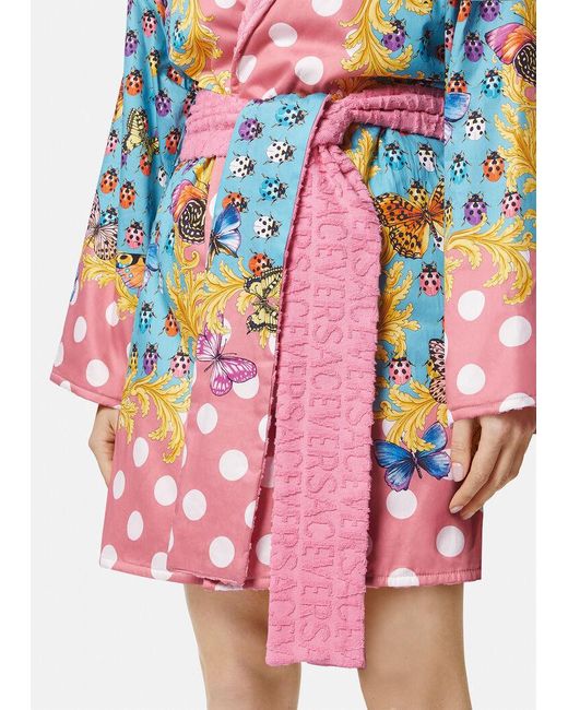 Versace Red Baroque-Printed Belted Bathrobe for men