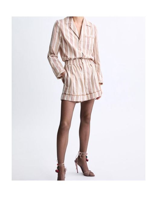 Saint Laurent Natural Striped Pajama Shorts