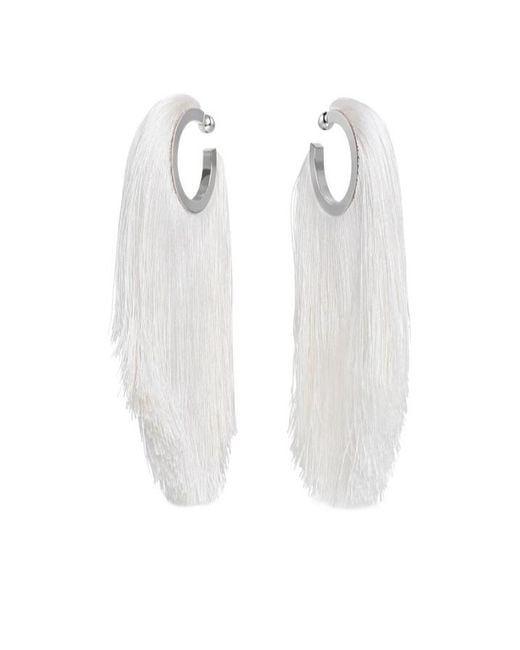 Alaïa White Fringed Earrings