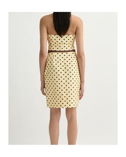 Posse Natural Bowie Wrap-Effect Polka-Dot Linen And Cotton-Blend Midi Skirt