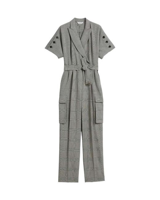Max Mara Gray Wool Lapel Jumpsuit