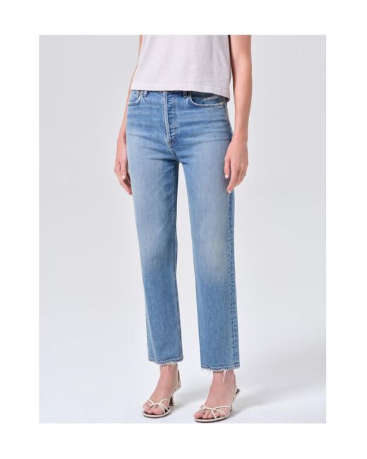 Agolde Blue 90's Pinch Waist Crop (Weightless Stretch)
