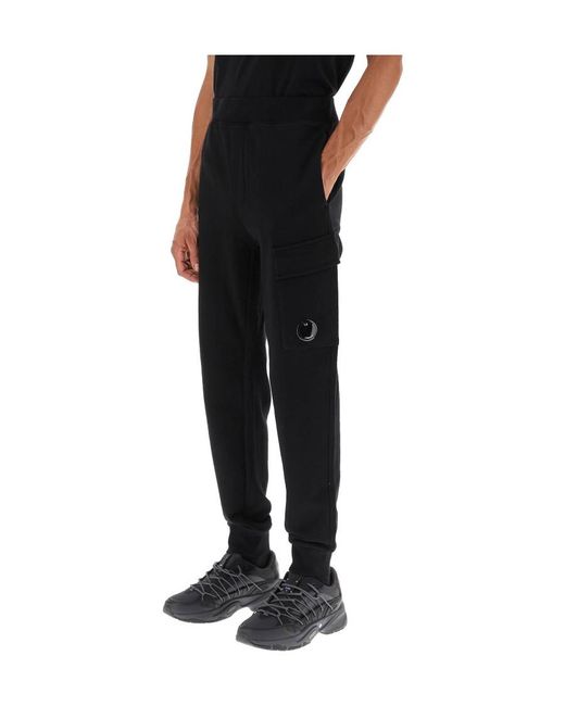 C P Company Black Lens-Detail Track Pants for men