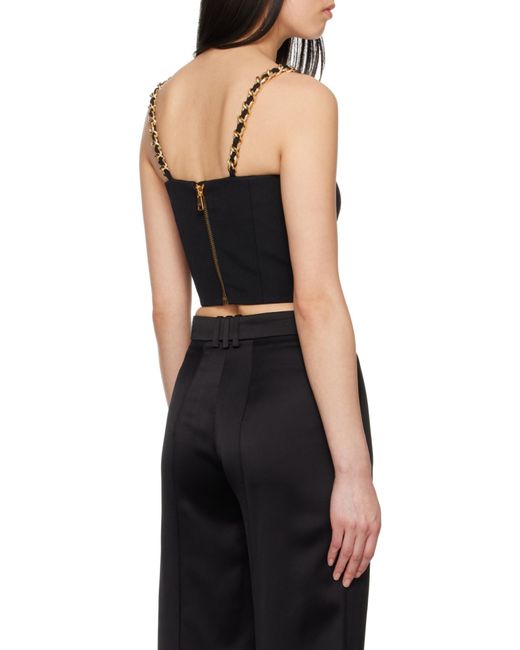 Balmain Black Rear Zipped Embellished Bustier Top