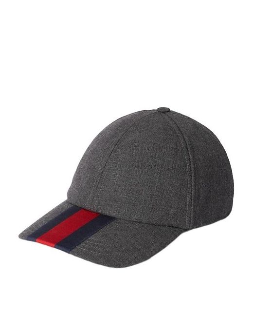 Gucci Gray Stripe Detailed Cap for men