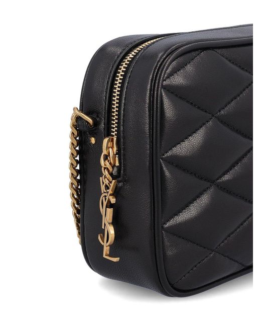 Saint Laurent Black Logo Plaque Zip-Up Shoulder Bag