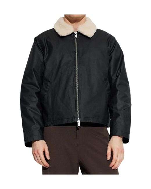 AllSaints Black Boston Shearling Collar Jacket