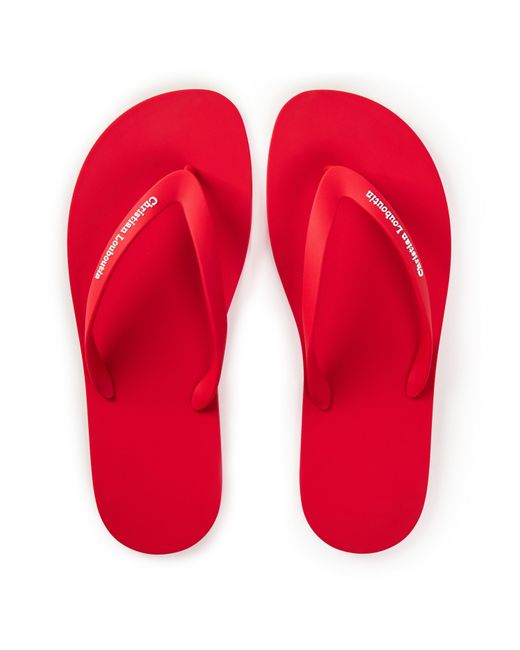 Christian Louboutin Red Solid Color Flip Flops for men