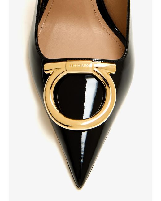 Ferragamo Black Maxi Gancini Slingback Pump