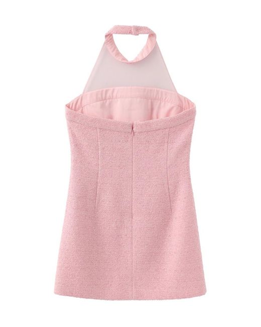 Marissa Chiara Pink Mesh Halterneck Dress