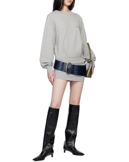 The Attico Gray The Logo Detailed Sweatshirt Dress