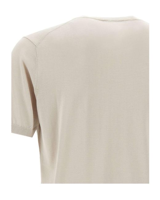 Kangra Cashmere White Kangra Ribbed Short-Sleeve Knitwear for men