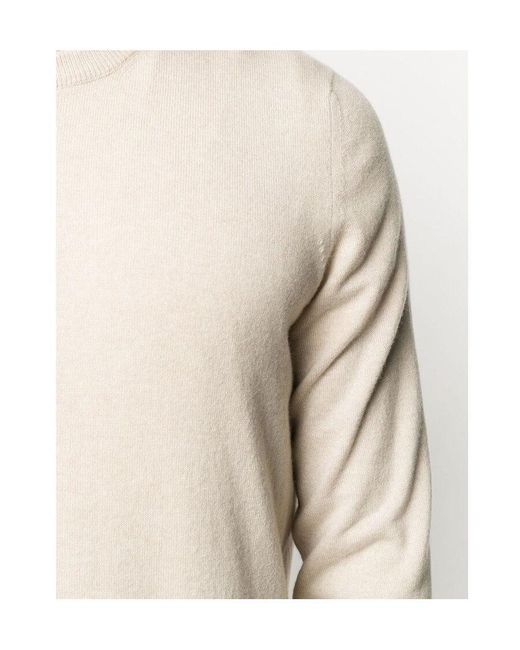 Brunello Cucinelli White Long Sleeved Crewneck Jumper for men