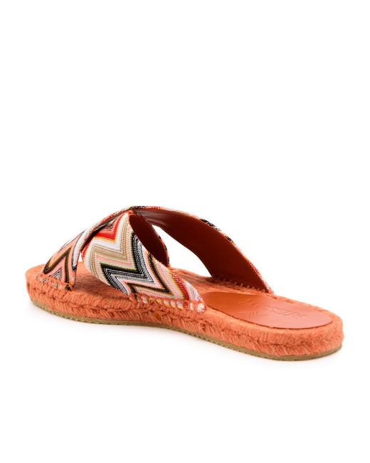 Missoni Red Harlow Zigzag Lamé Espadrille Sliders