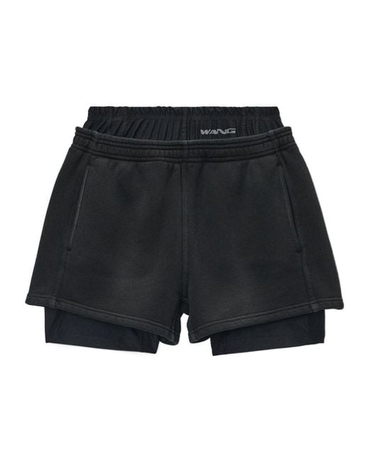 Alexander Wang Black Layered Elasticated-Waist Shorts