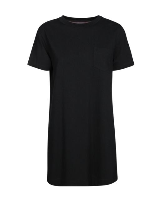 Sacai Black Panelled Asymmetric Hem Dress