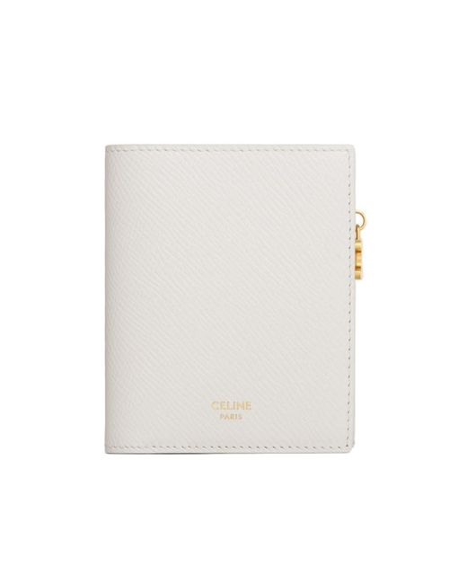 Céline White Compact Wallet Triomphe Charms