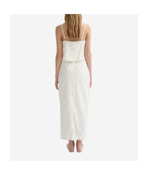 Posse White Pleated Midi Skirt