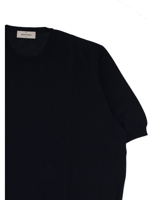 Gran Sasso Black Short Sleeved Knitted Jumper for men