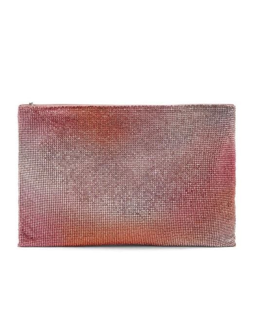 Benedetta Bruzziches Purple Rhinestone-Embellished Mesh Clutch Bag