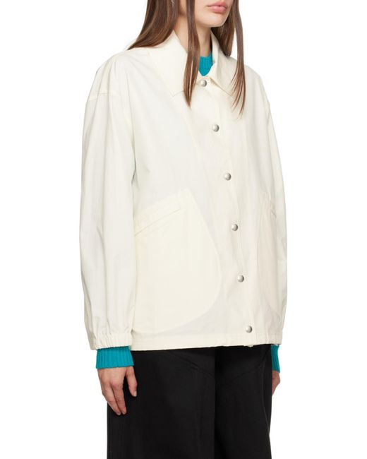 Jil Sander White Logo-Printed Drawstring Shirt Jacket