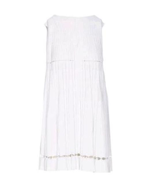 Alaïa White Alaïa Pointelle Pleats Midi Dress