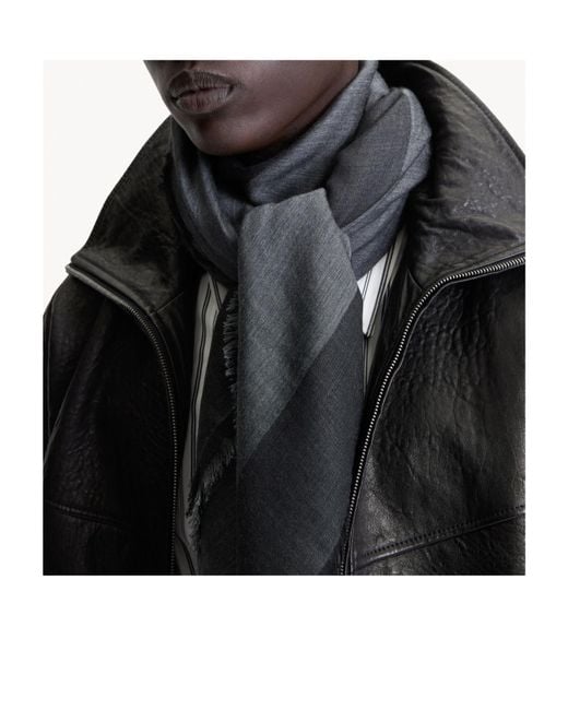 Saint Laurent Gray Raw Edge Scarf for men