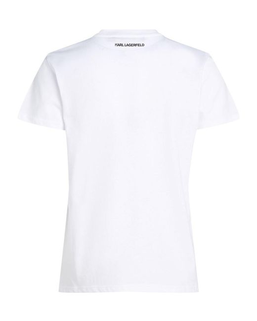 Karl Lagerfeld White Ikon Karl Choupette Embellished T-Shirt