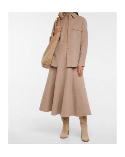 Gabriela Hearst Natural Maureen High-Waisted Pleated Midi Skirt
